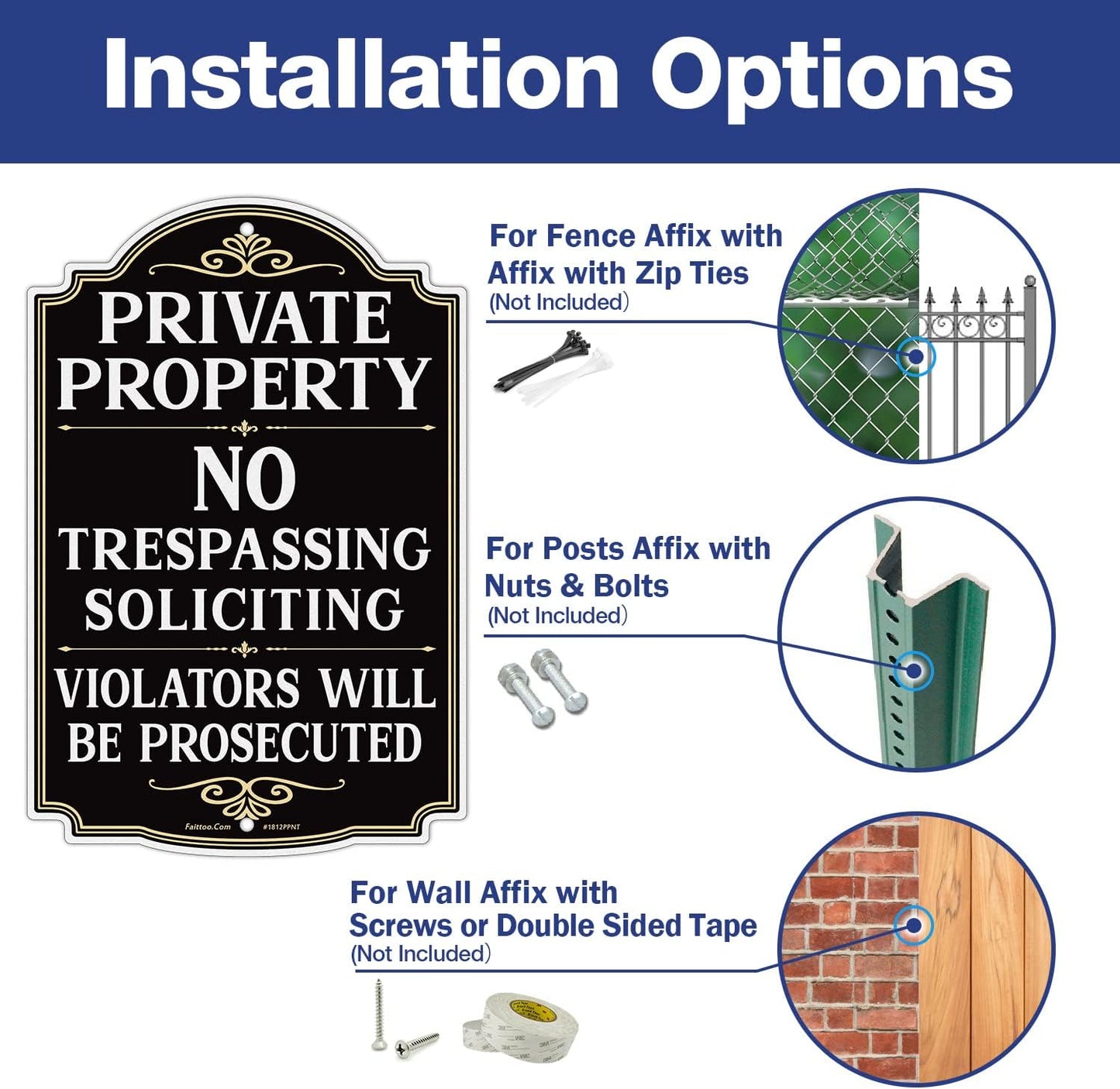 Señal privada no trespassing aluminio 17.5x11.6pulg resistente uv