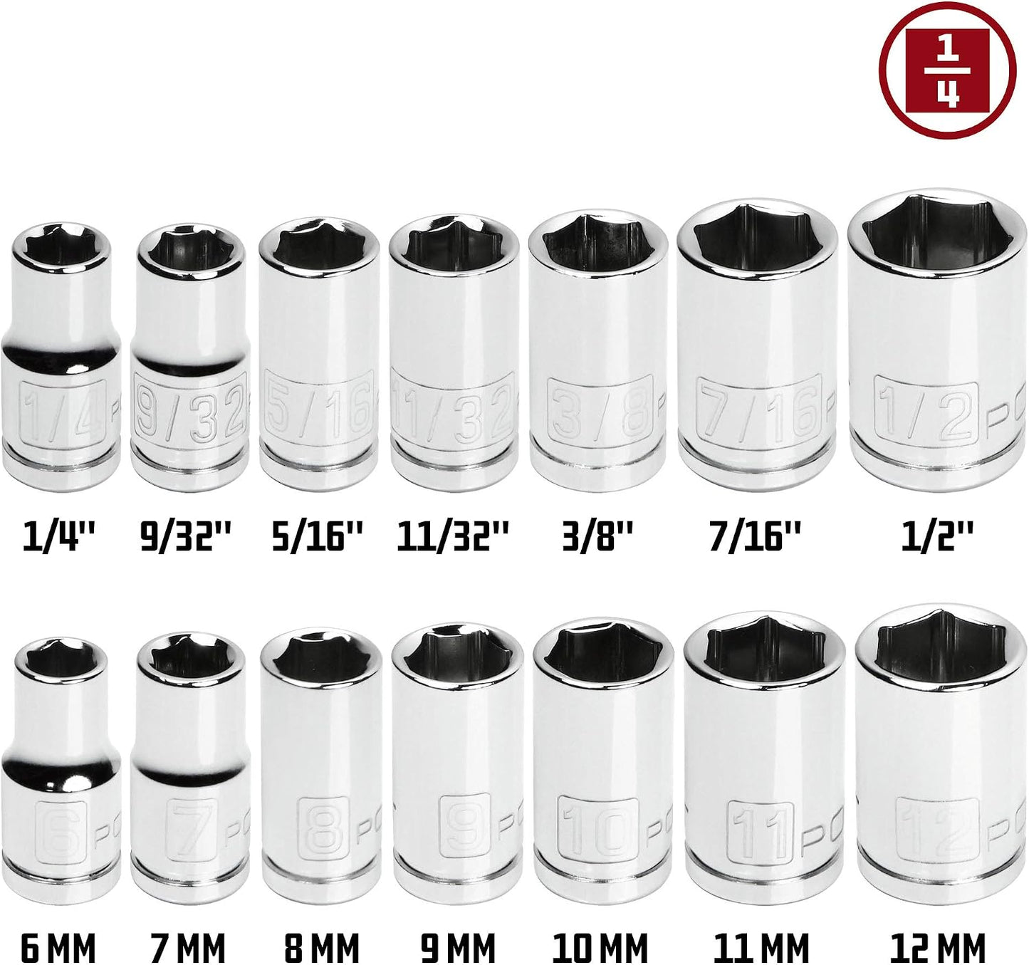 Set 14 Pzas Llaves Métricas SAE 1/4" 6 Puntos