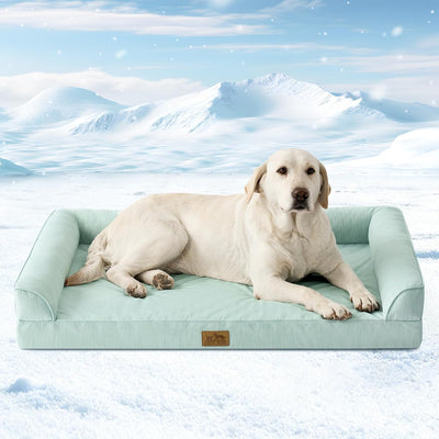 Cama ortopédica Q-Max para perros grandes con funda lavable verde
