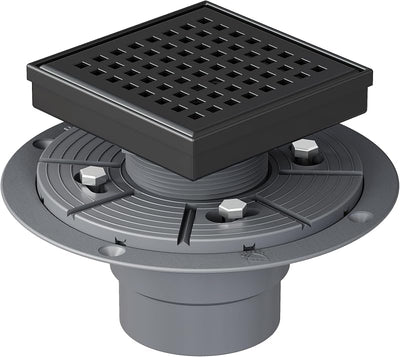 Drenaje cuadrado 4pulg acero inox base PVC cubierta extraible negro