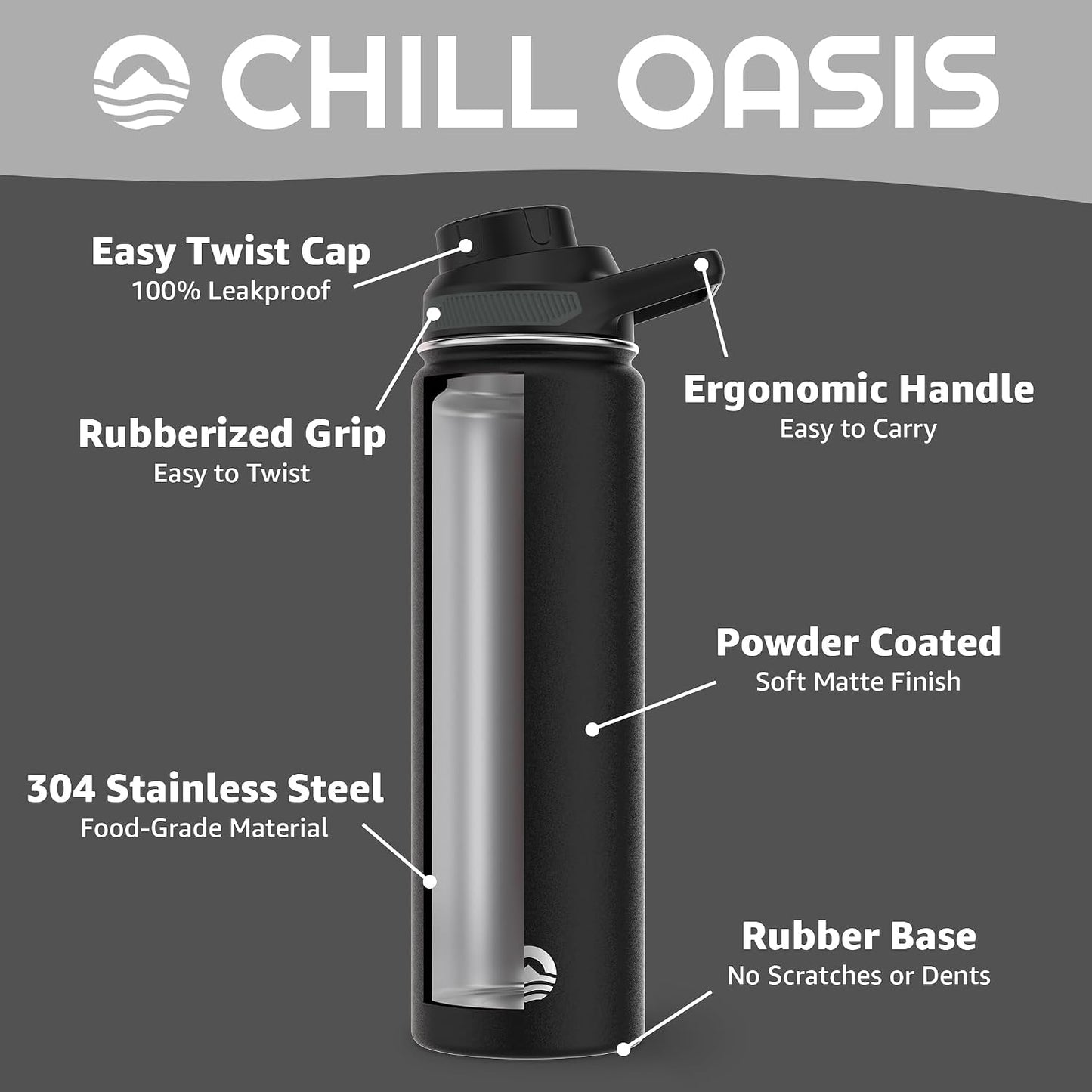 Botella agua acero inox aislado sin BPA fría 24h