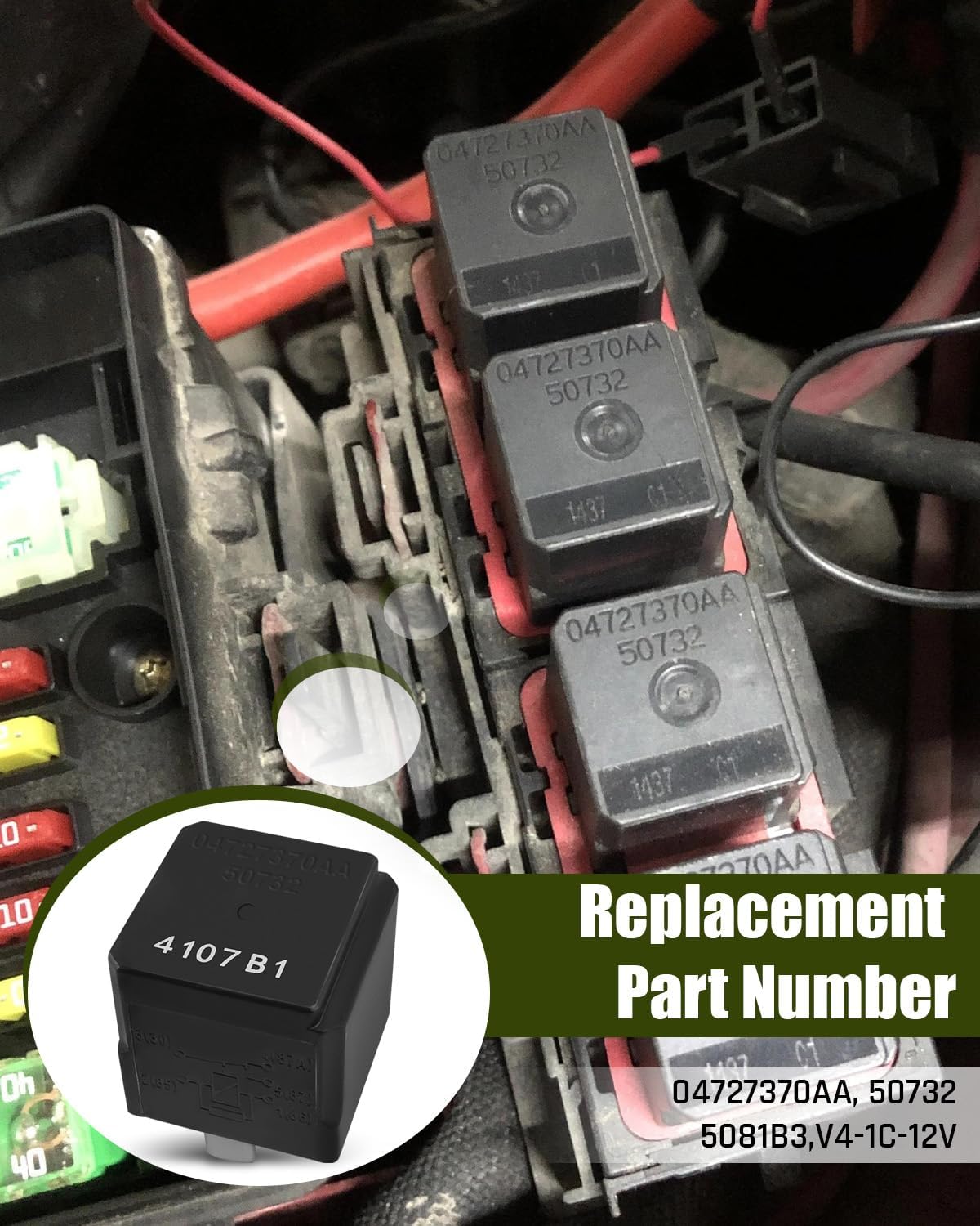 Relé automotriz 12VDC 5 pines Chrysler Dodge Jeep Ram 4 Uds