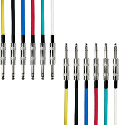 Cables TRS equilibrados 1/4pulg multicolor 6 Uds