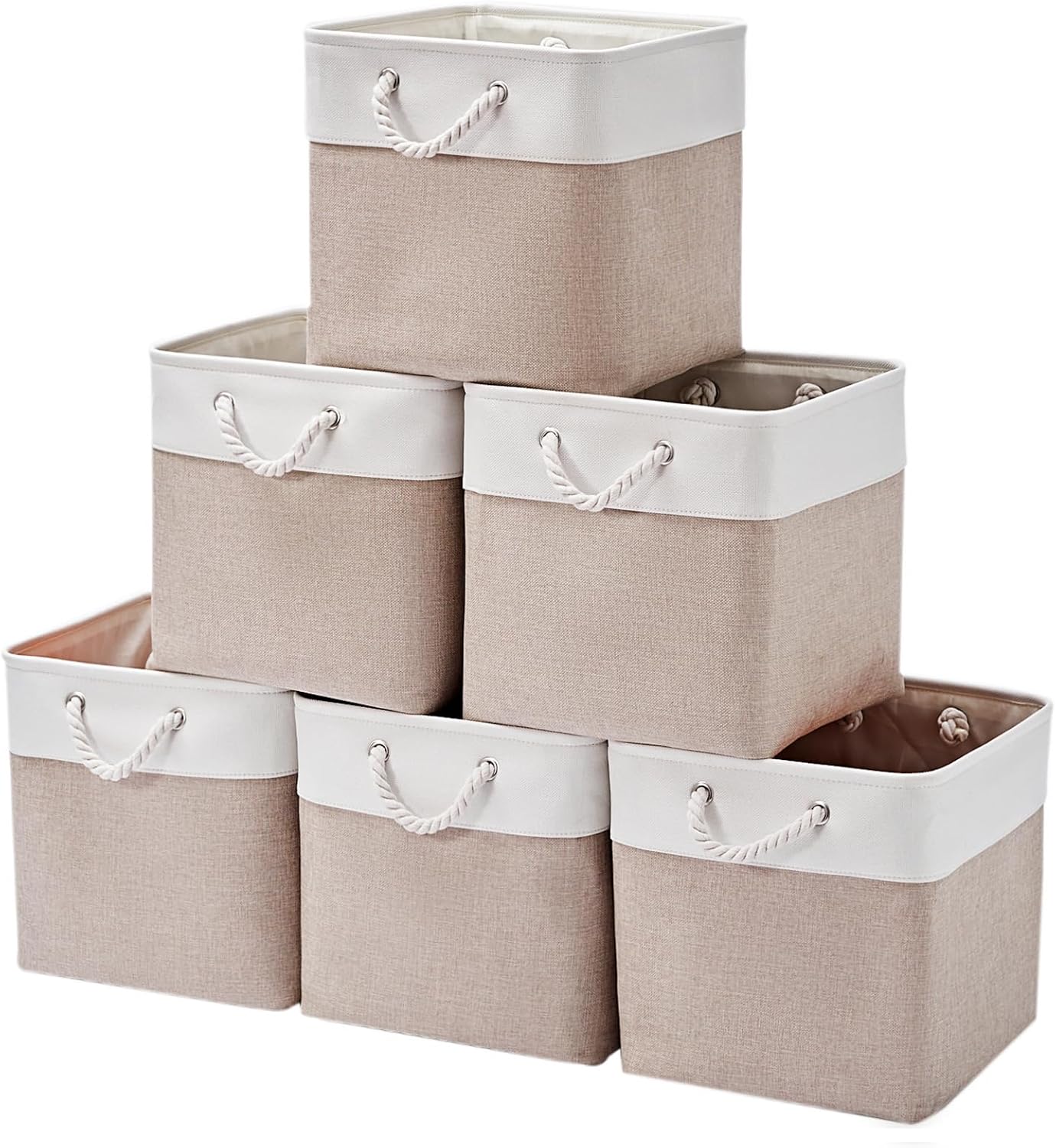 6 Pzas Cubos Almacenamiento 13x13" Tela Plegable con Asas
