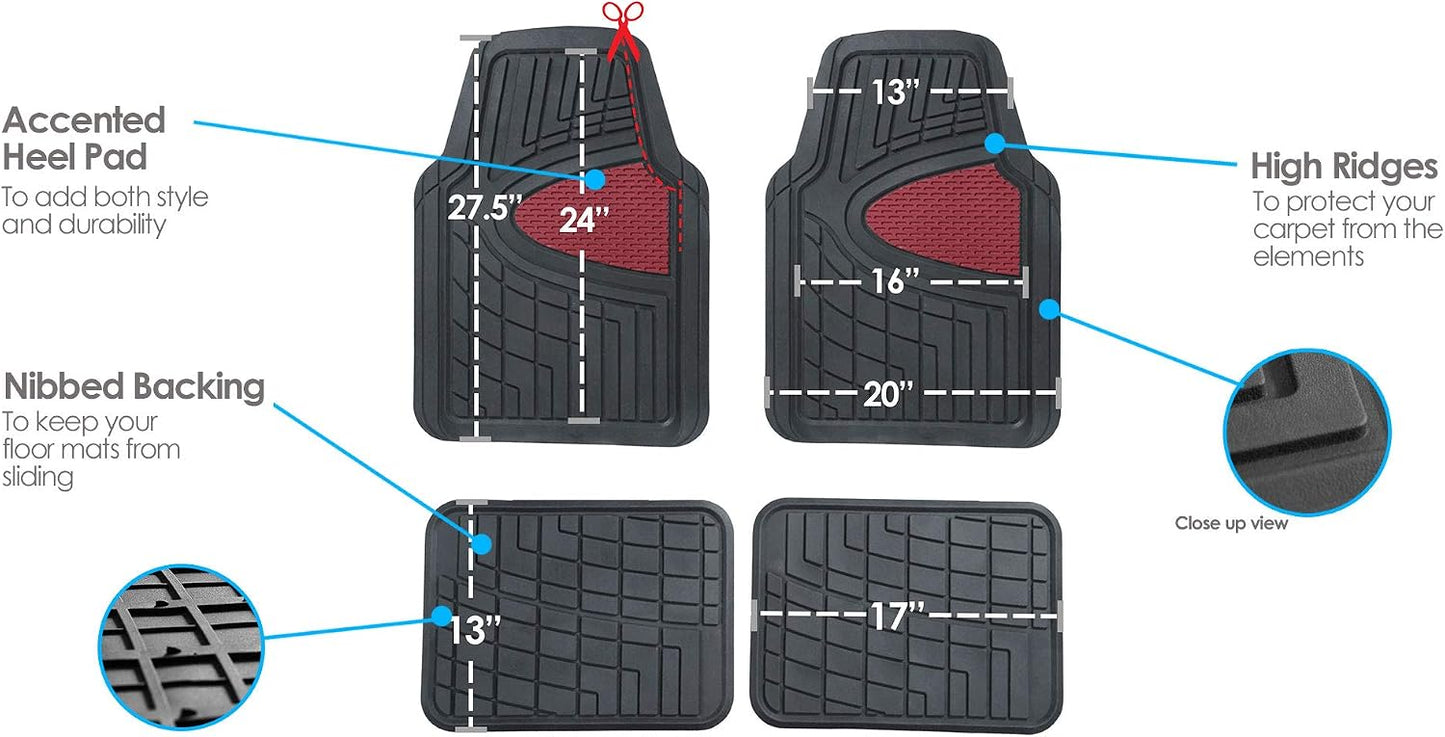 Alfombrillas goma universal para auto recortables burdeos
