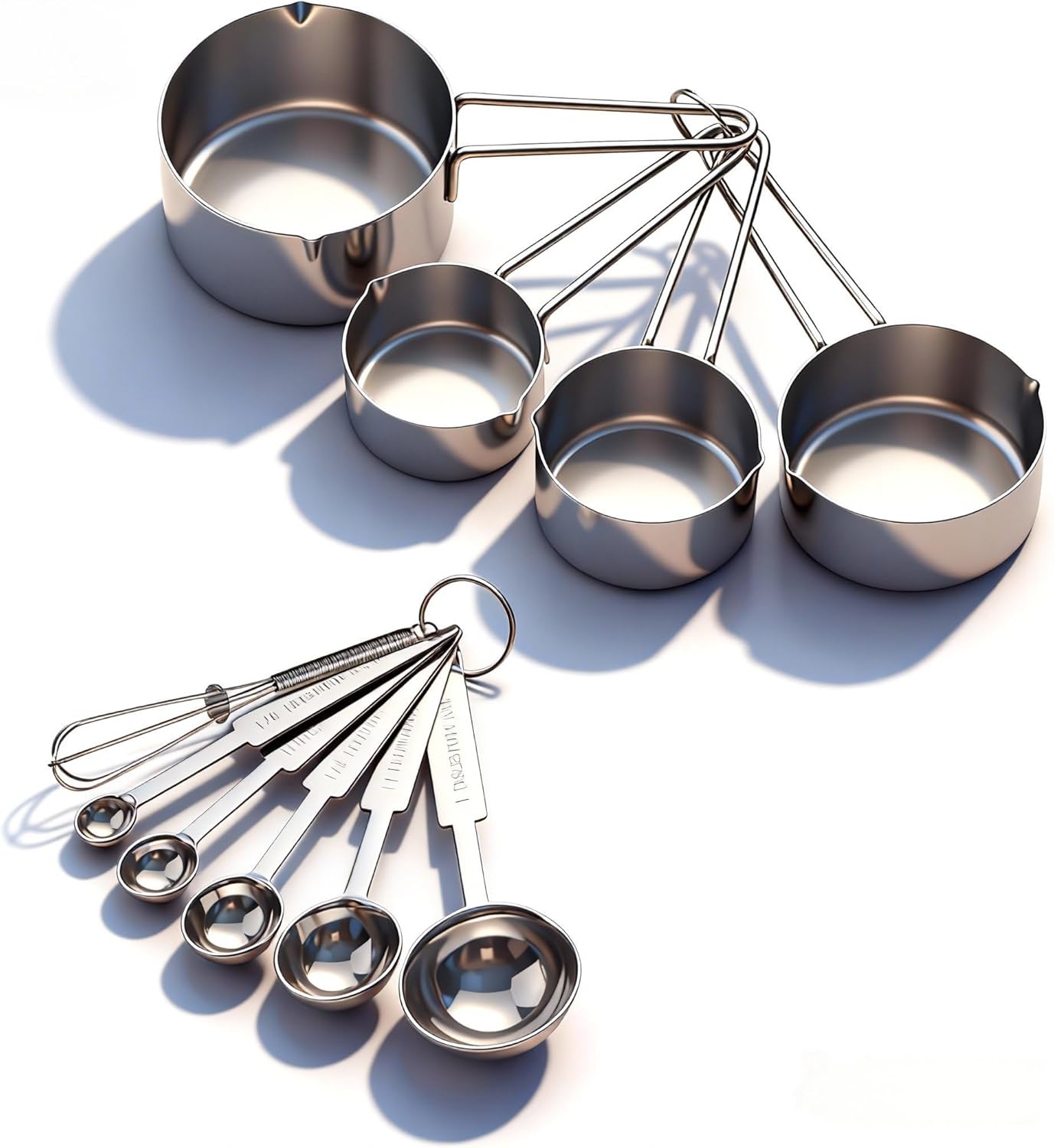 Set 10 Tazas y Cucharas Medidoras Acero Inox para Cocinar