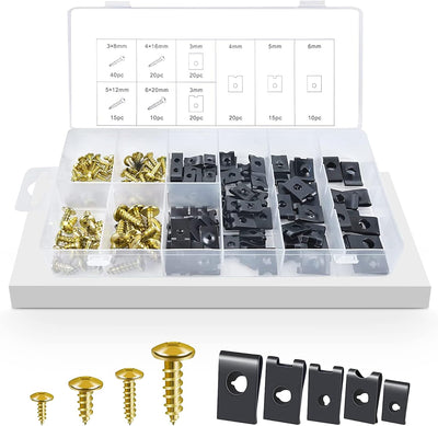 Kit 170 Clips en U para Auto con Tuercas Autorroscantes