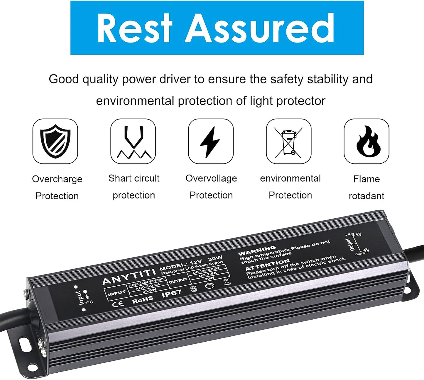 Controlador LED 30W DC12V 3 clavijas para tiras