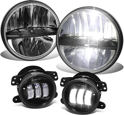 Faros LED Wrangler 07-17 haz alto y bajo lente cromada