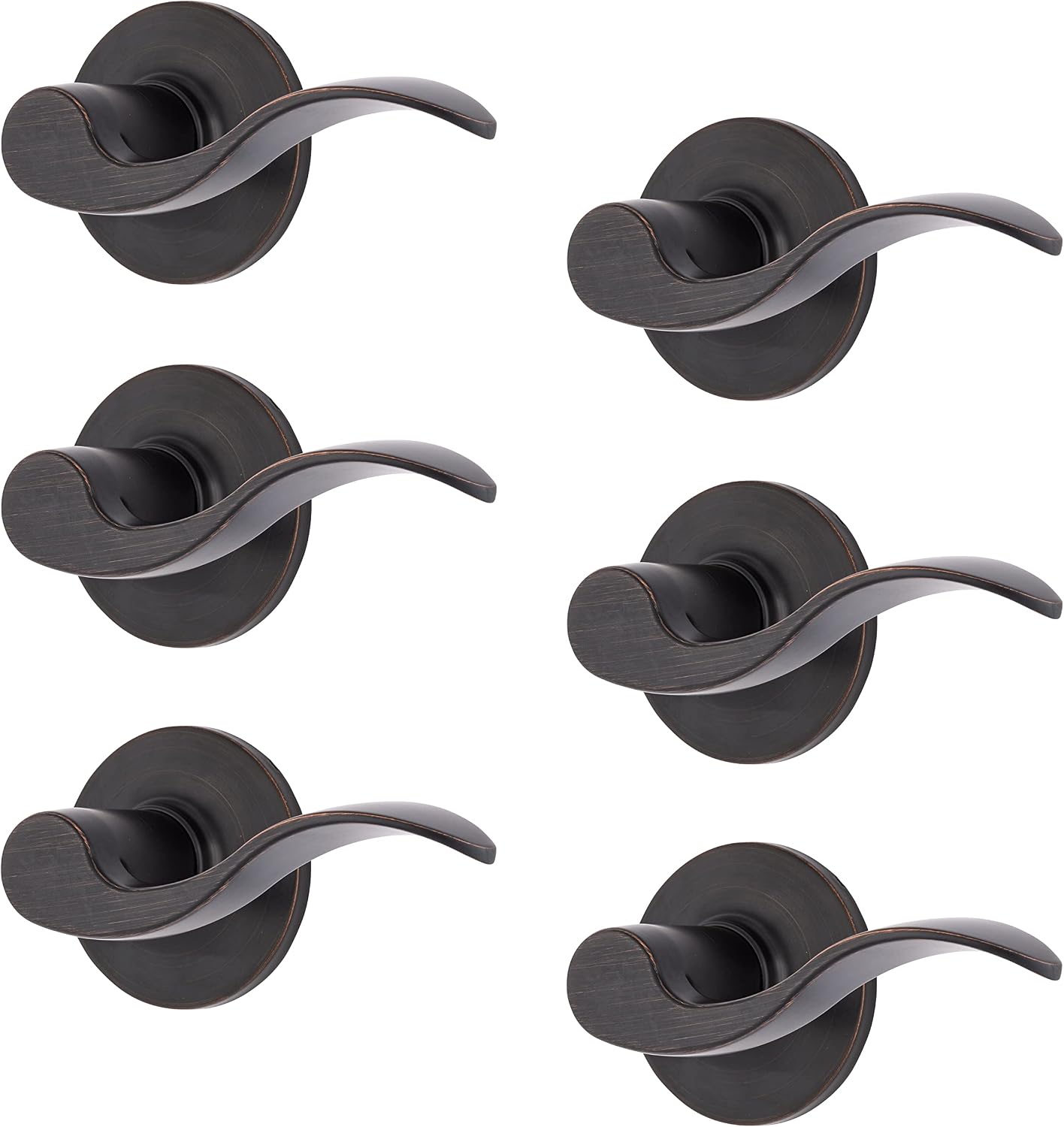 6 Manijas Puerta Bronce Aceitado Estilo Onda Sin Llave