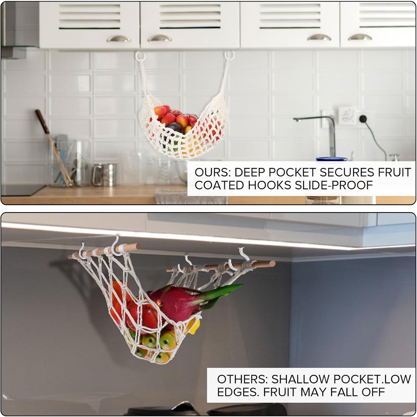 Hamaca colgante frutas macramé cocina soporte bohemio