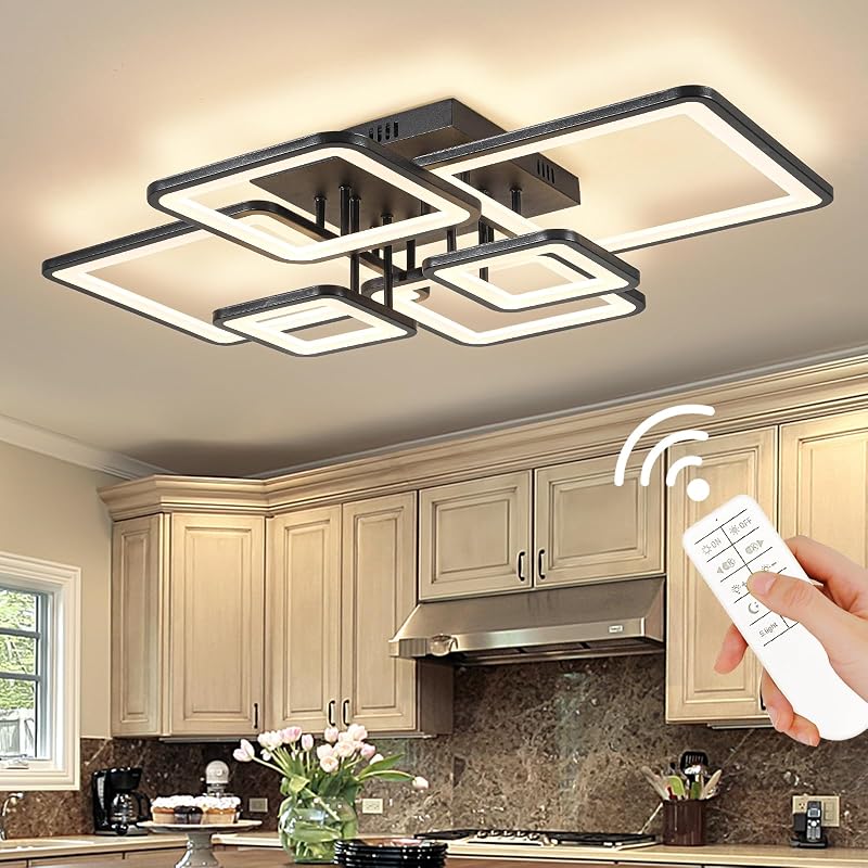 Lámpara techo LED negra 31.5pulg regulable control remoto