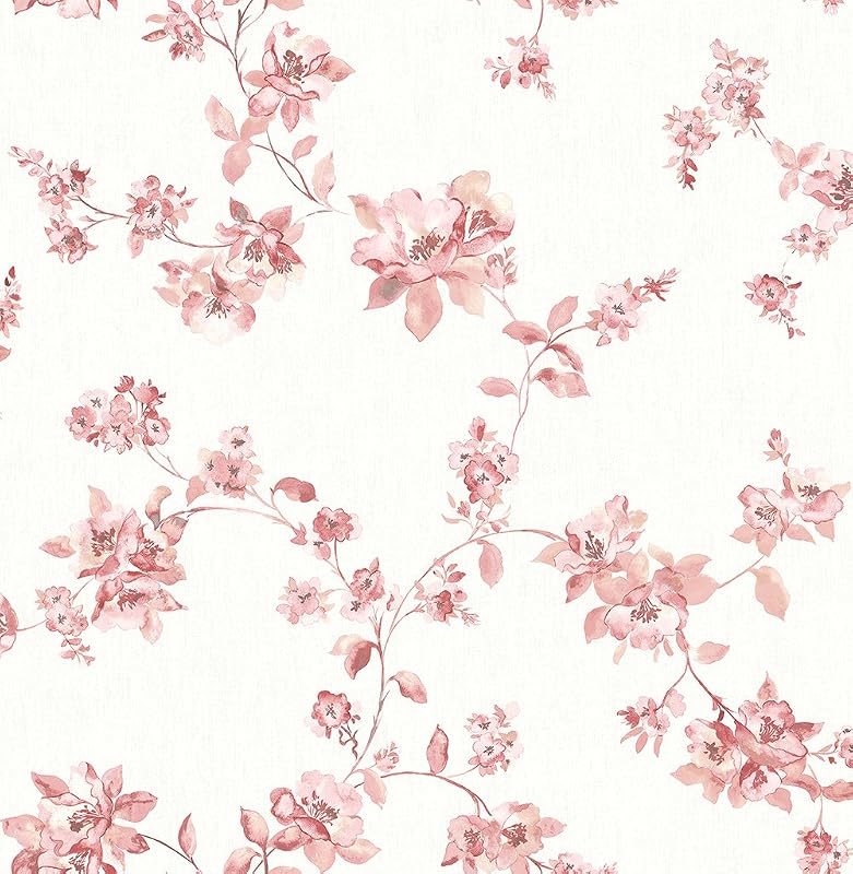 Papel pintado floral rosa 56ft2