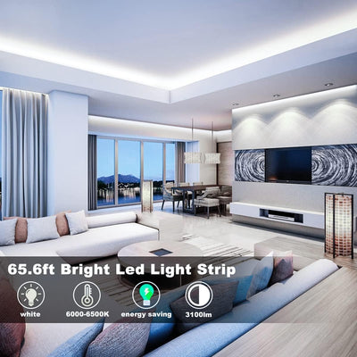 Tira luces LED blancas 65.6ft regulable control remoto