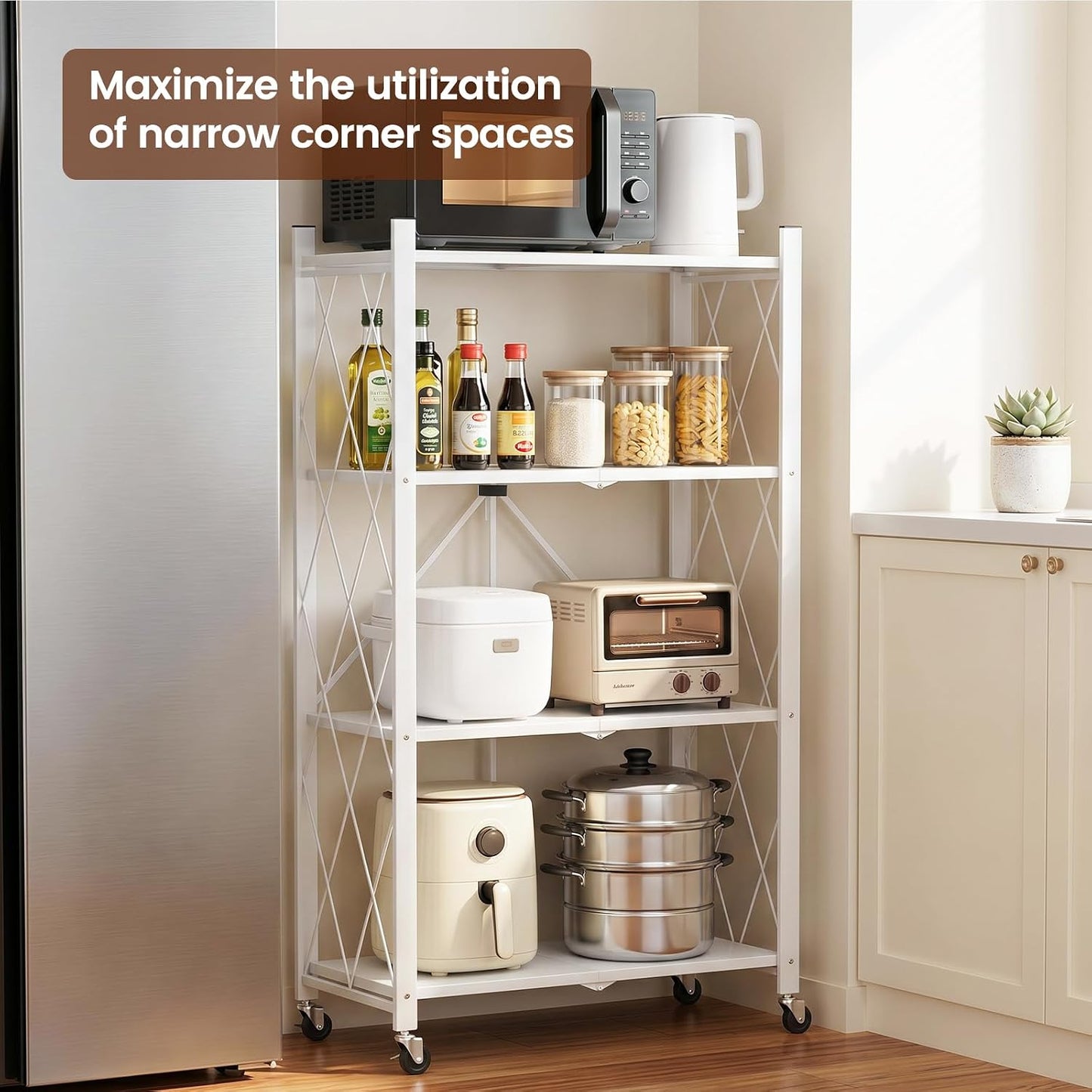 Carrito rack metal 4 niveles blanco sin ensamblaje cocina