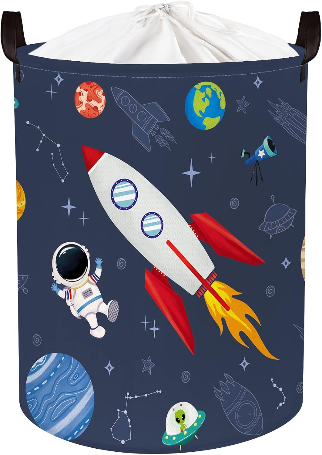 Cesta lavandería 63L para niños plegable azul oscuro con tapa