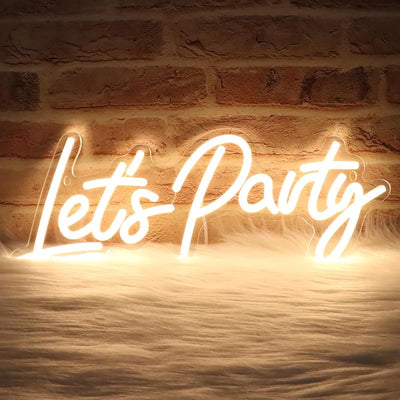 Letrero neón LED Let's Party para decoración fiestas