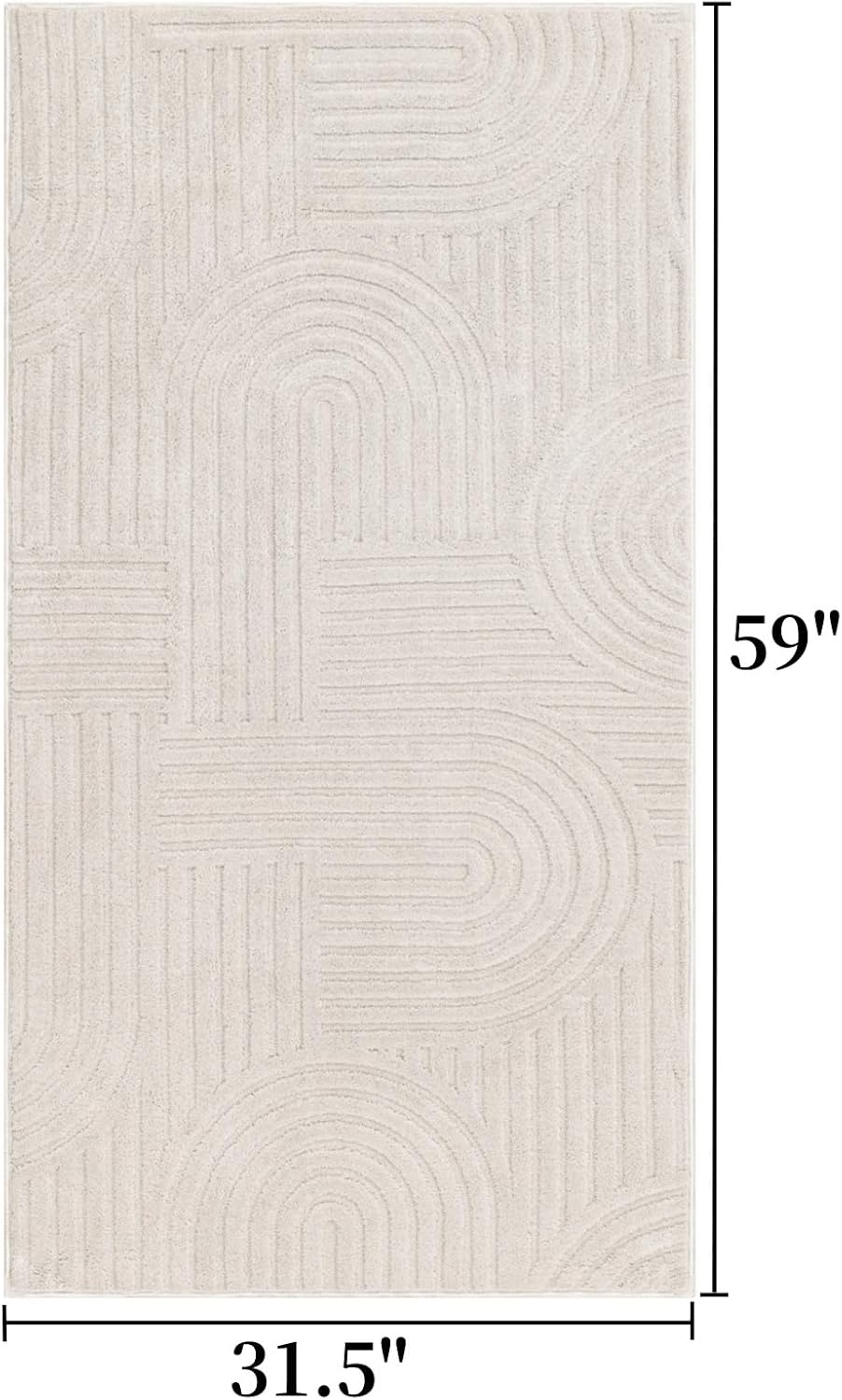 Alfombra suave patrón arco 2'7x5' antiderrap lavable beige