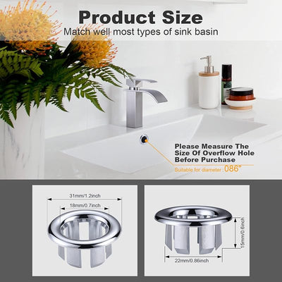 6 Anillos Desbordamiento Fregadero Baño Cocina Tapa Cromada