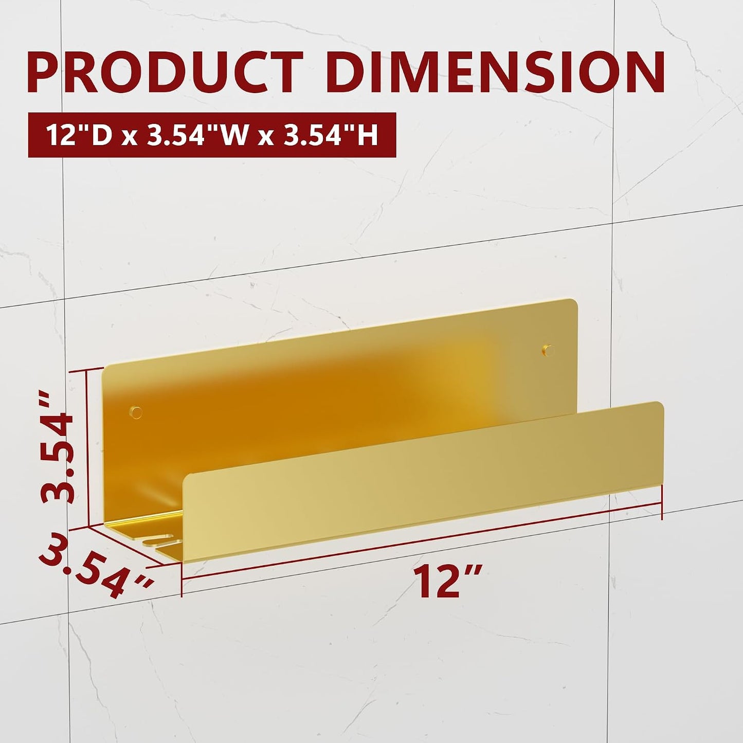 Organiz. baño 12pulg acero inox 2 ganchos dorado cepillado