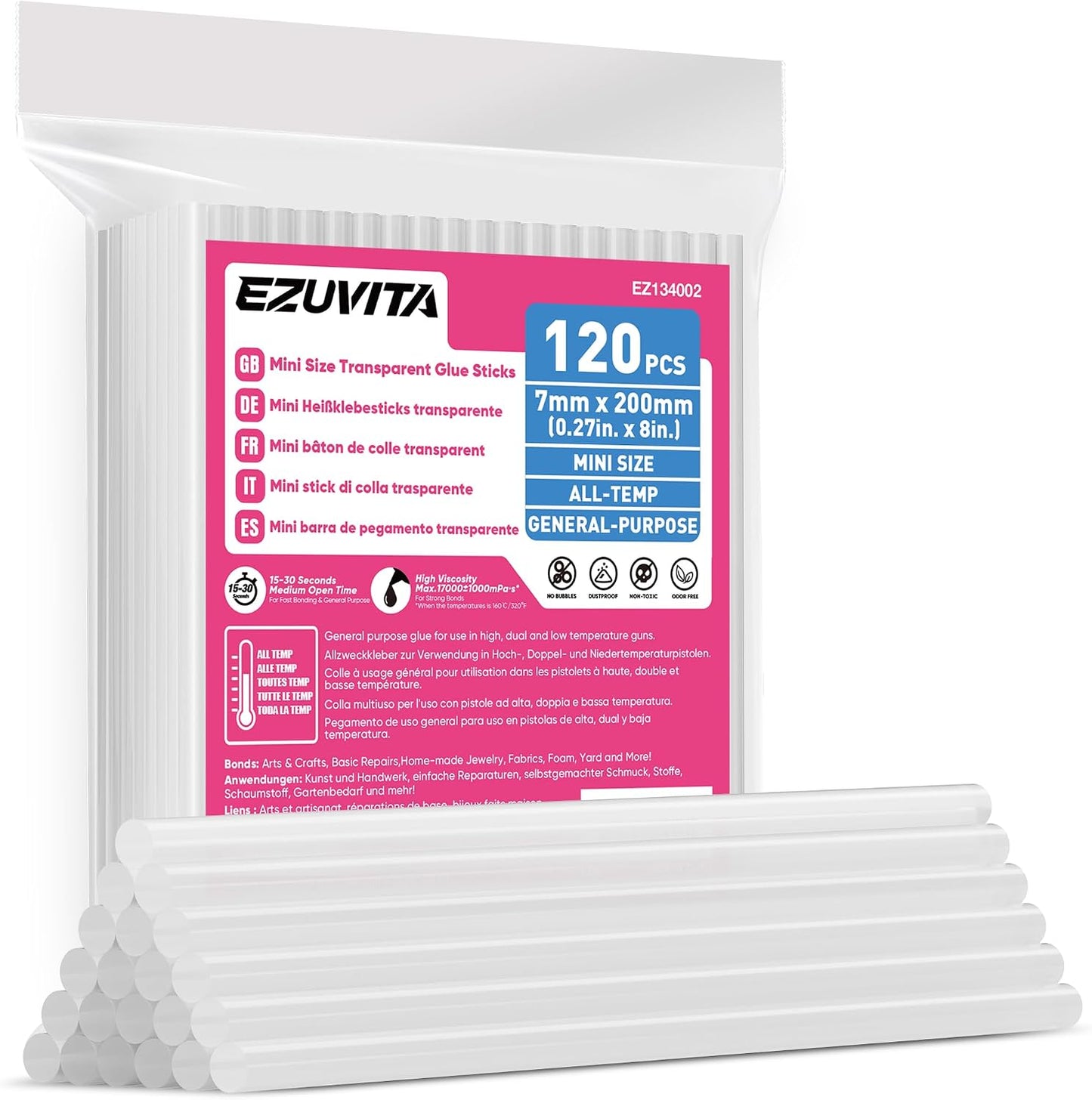Barras pegamento mini 0.27x8pulg pack 120 transparente