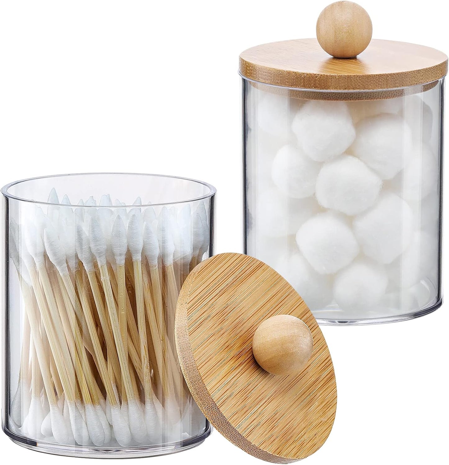 2 Dispensadores Qtip Bambú 10oz Plástico
