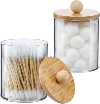2 Dispensadores Qtip Bambú 10oz Plástico