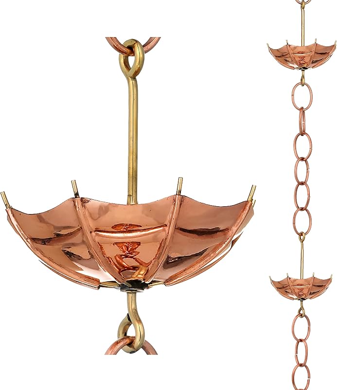 Cadena lluvia paraguas 8.5ft 100% cobre puro