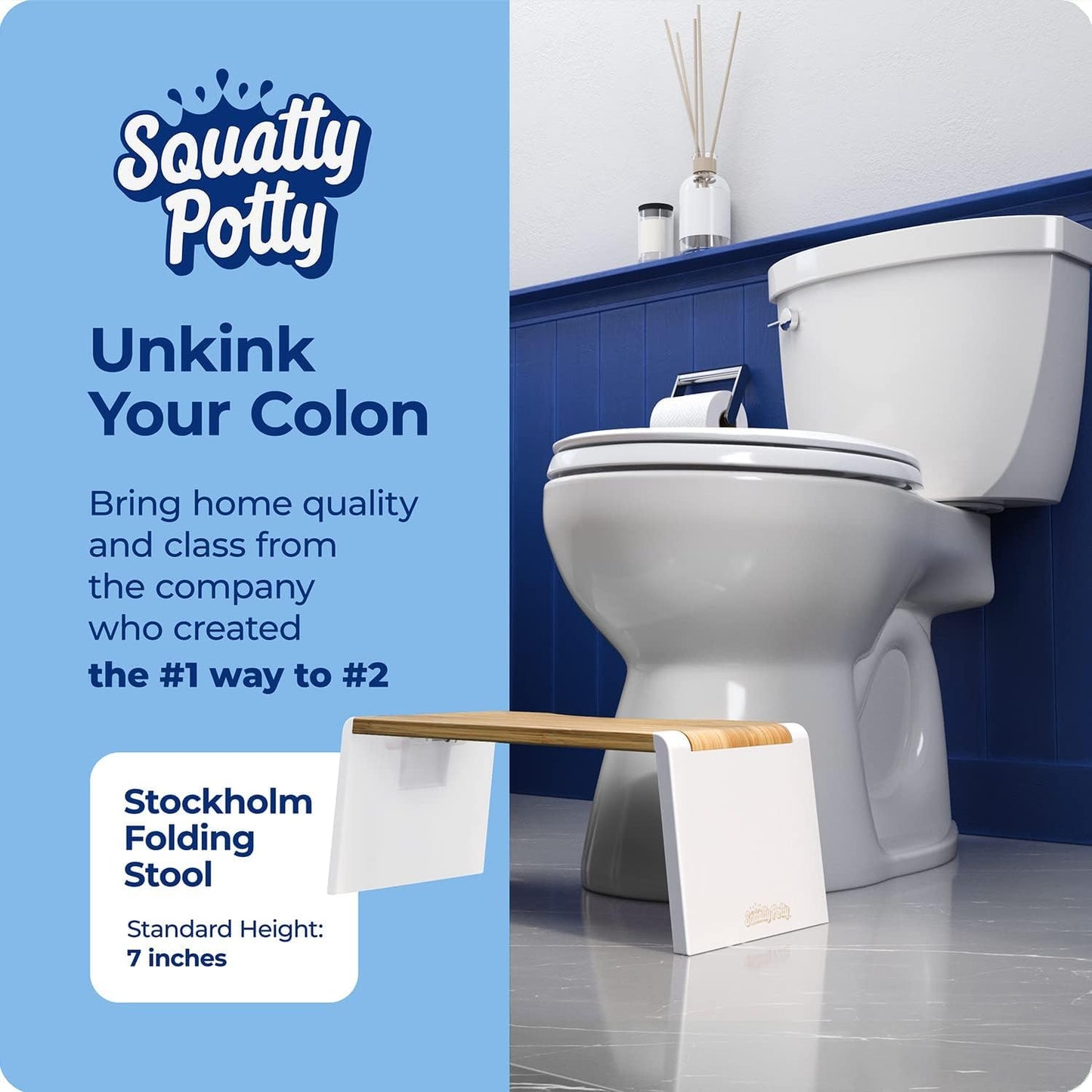 Taburete plegable bambú 7pulg marrón y blanco