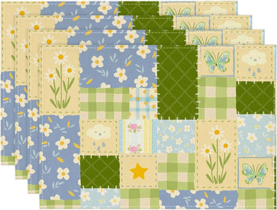 4 Manteles Individuales 12x18pulg Diseño Floral Bufanda