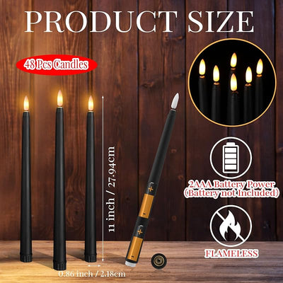 Set 48 velas cónicas plástico luz parpadeante amarilla