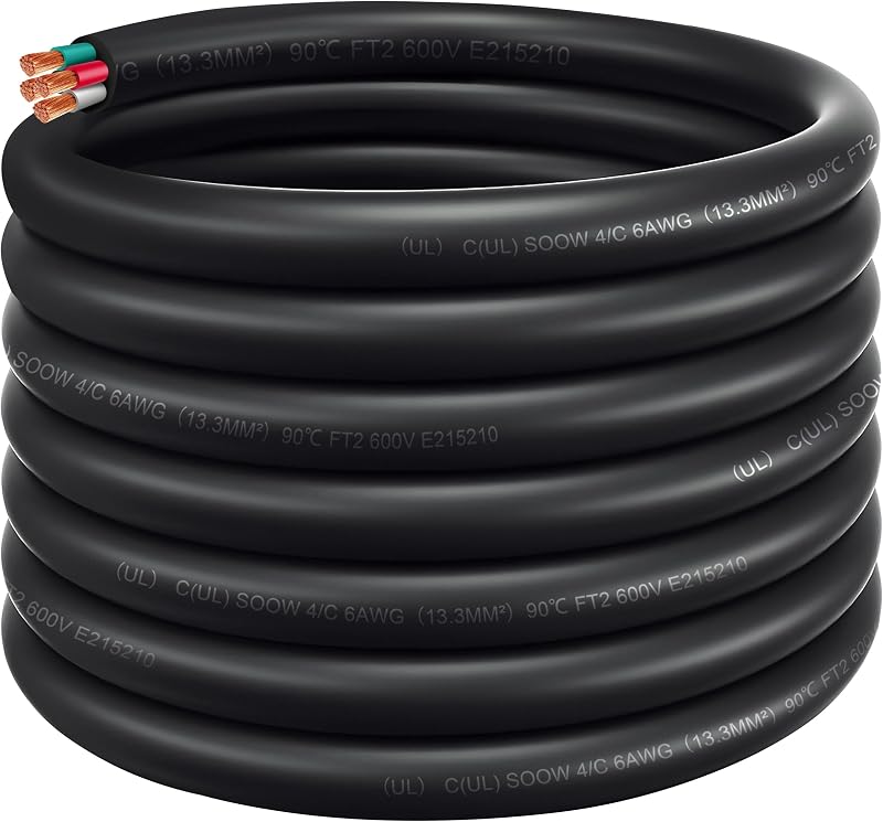 Cable eléctrico 6 AWG 15 ft para motores y luces