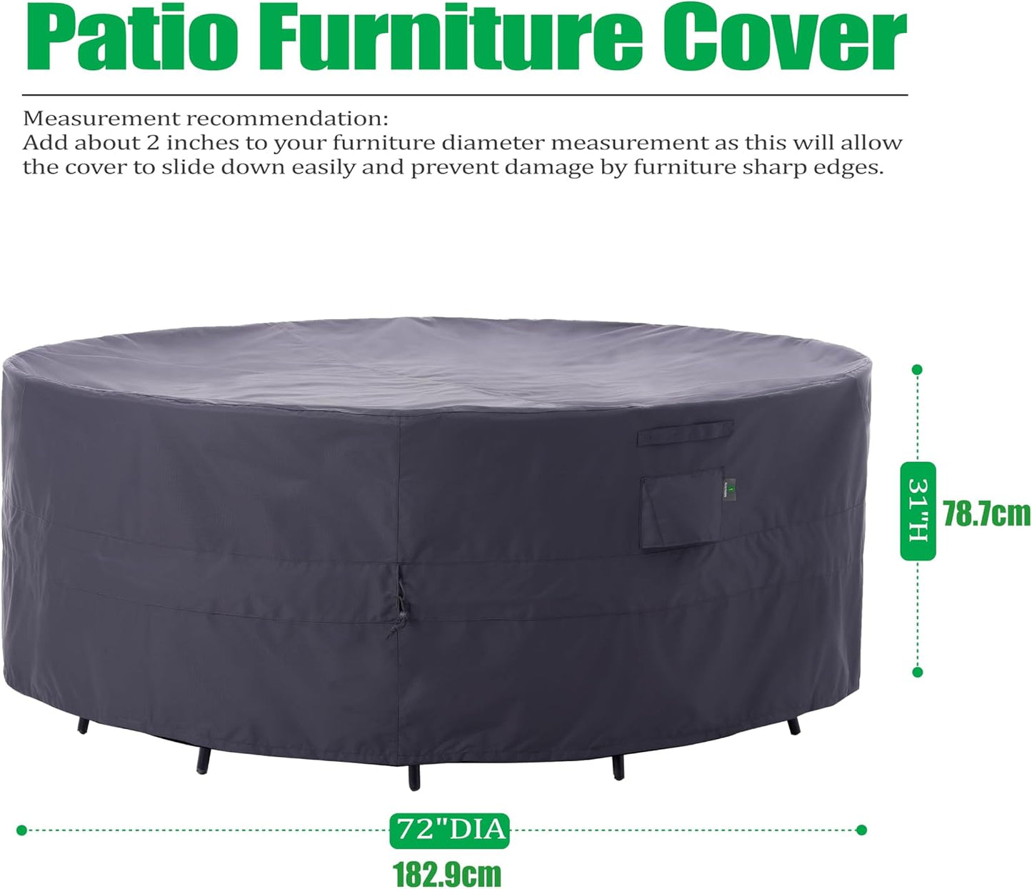 Fundas muebles patio resistentes UV 72x31pulg gris