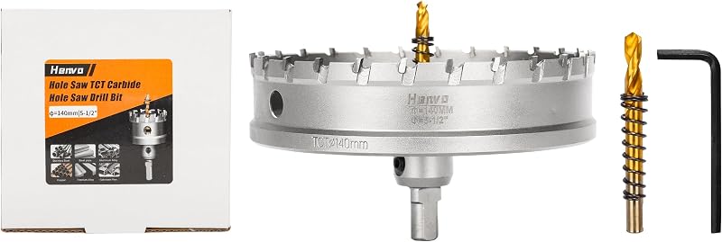 Sierra perforadora 140mm carburo 2 brocas piloto corta metal