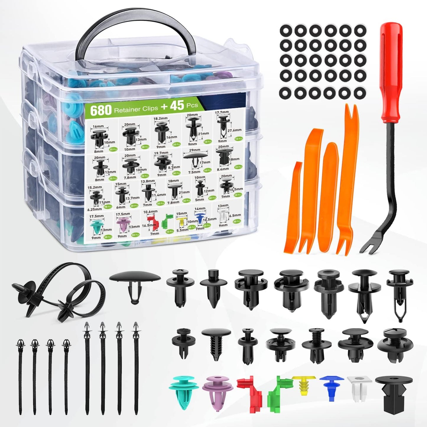 Kit 680 pzas clips retención coche para Toyota Ford GM Honda