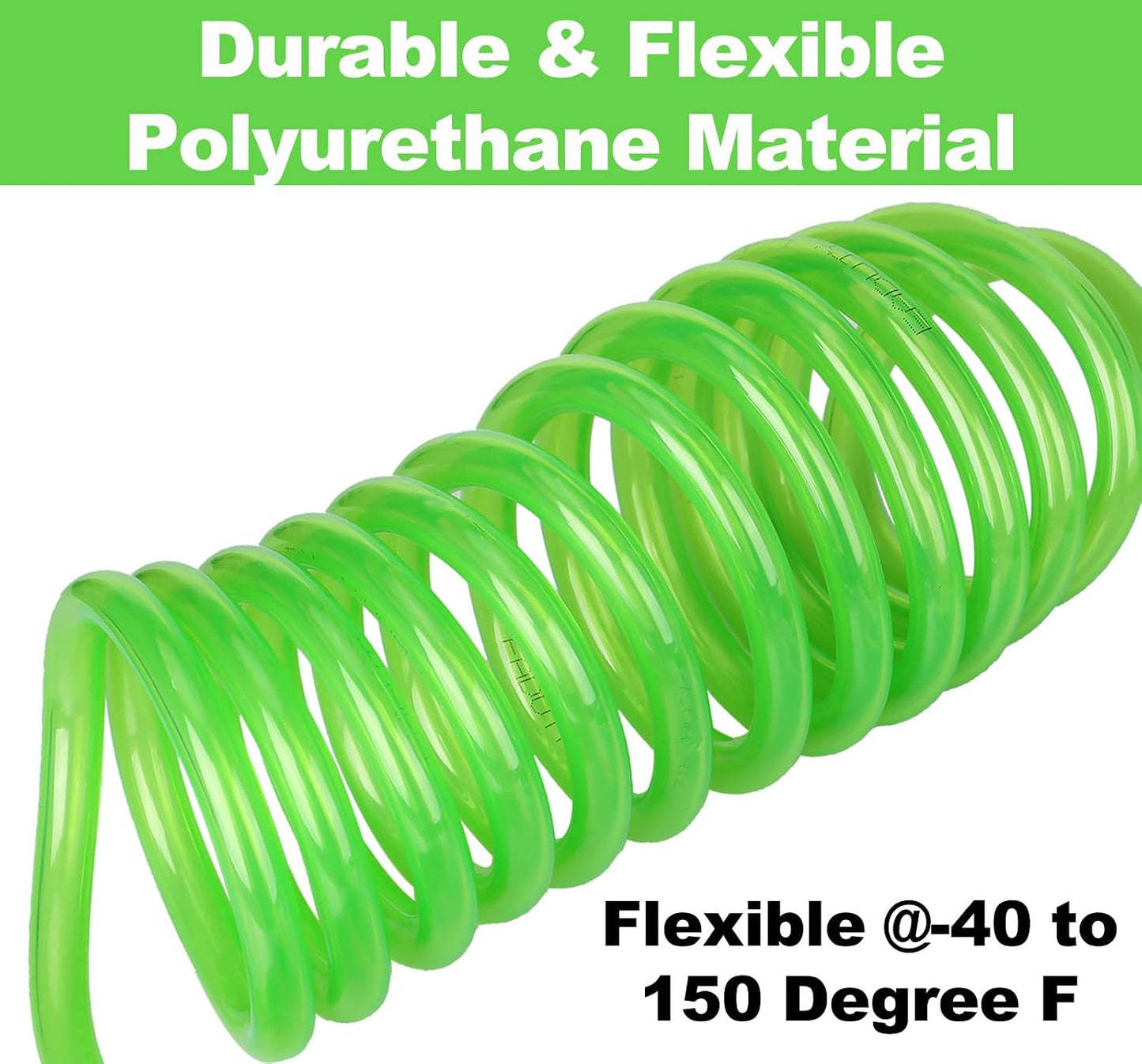Manguera aire poliuretano 1/4pulg x10ft compresor flexible verde