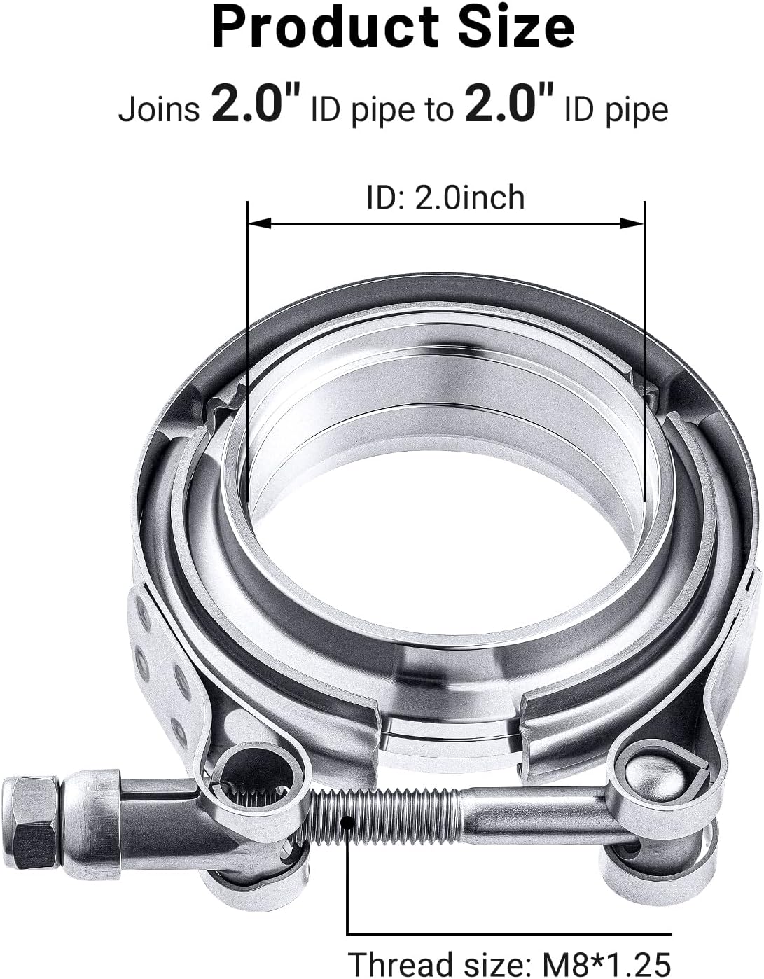 Abrazadera banda V 2" acero inox 2 Pzas