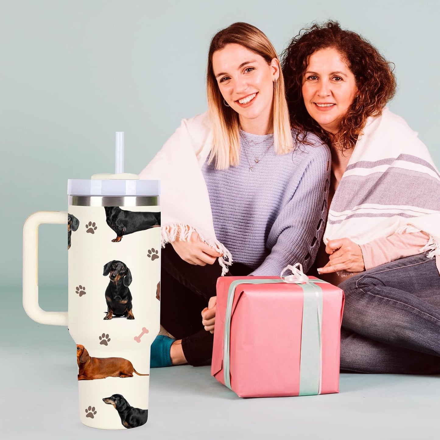 Taza dachshund 40oz con asa regalo mujer cumpleaños navidad