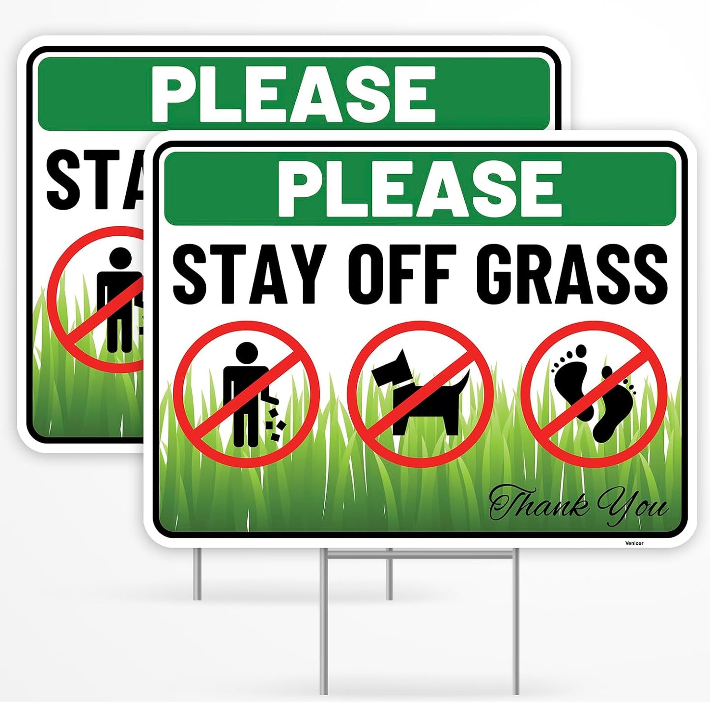 2 Carteles Plástico Corrugado 12x9" Keep Off No Perros