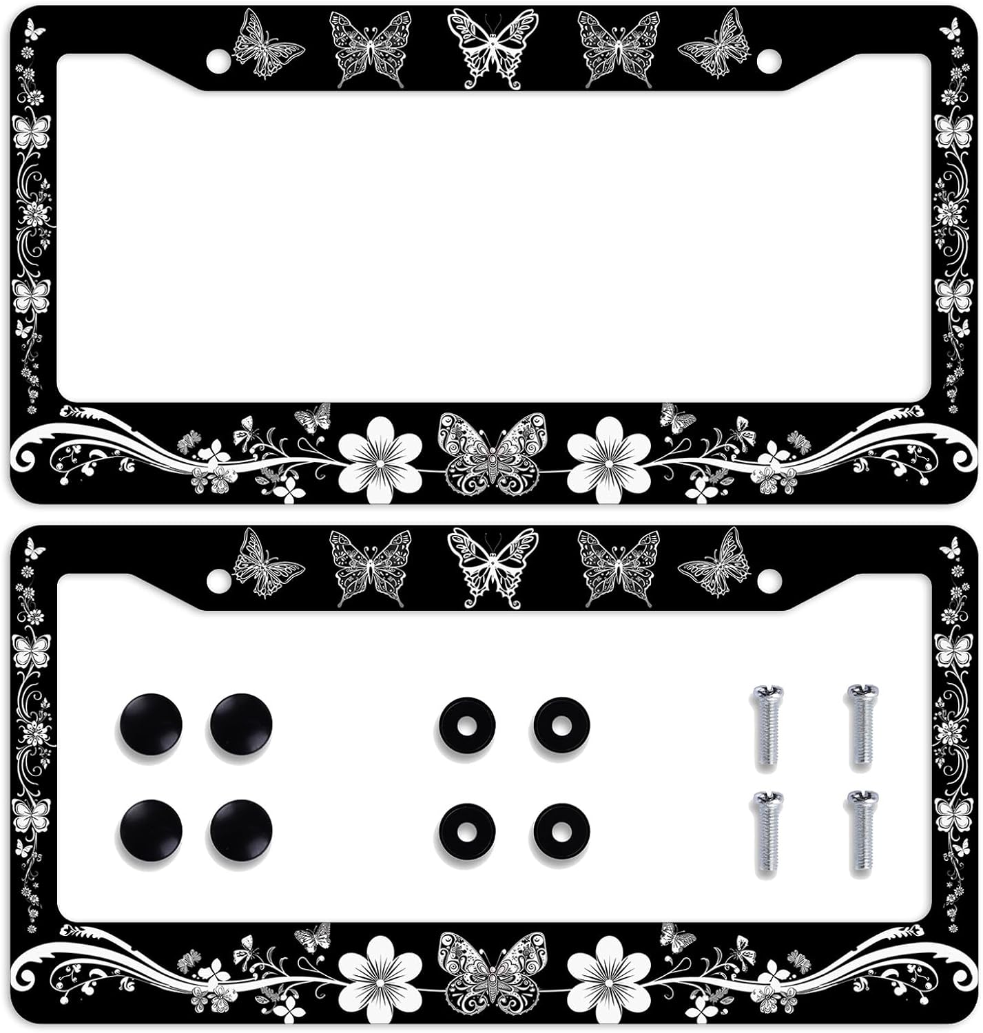 Marco matrícula mariposa acero inox 12x6" 2 Uds