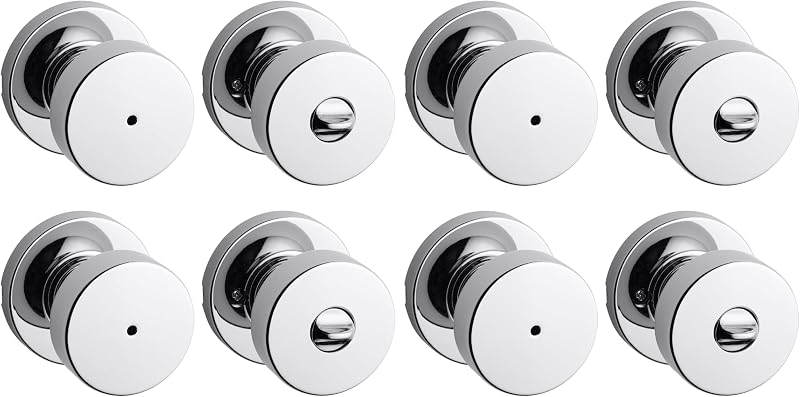 Pomo puerta baño dormitorio cromado sin llave set 4