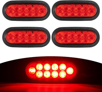 Kit luces LED ovaladas 6pulg traseras 4pzas camión RV barco rojo
