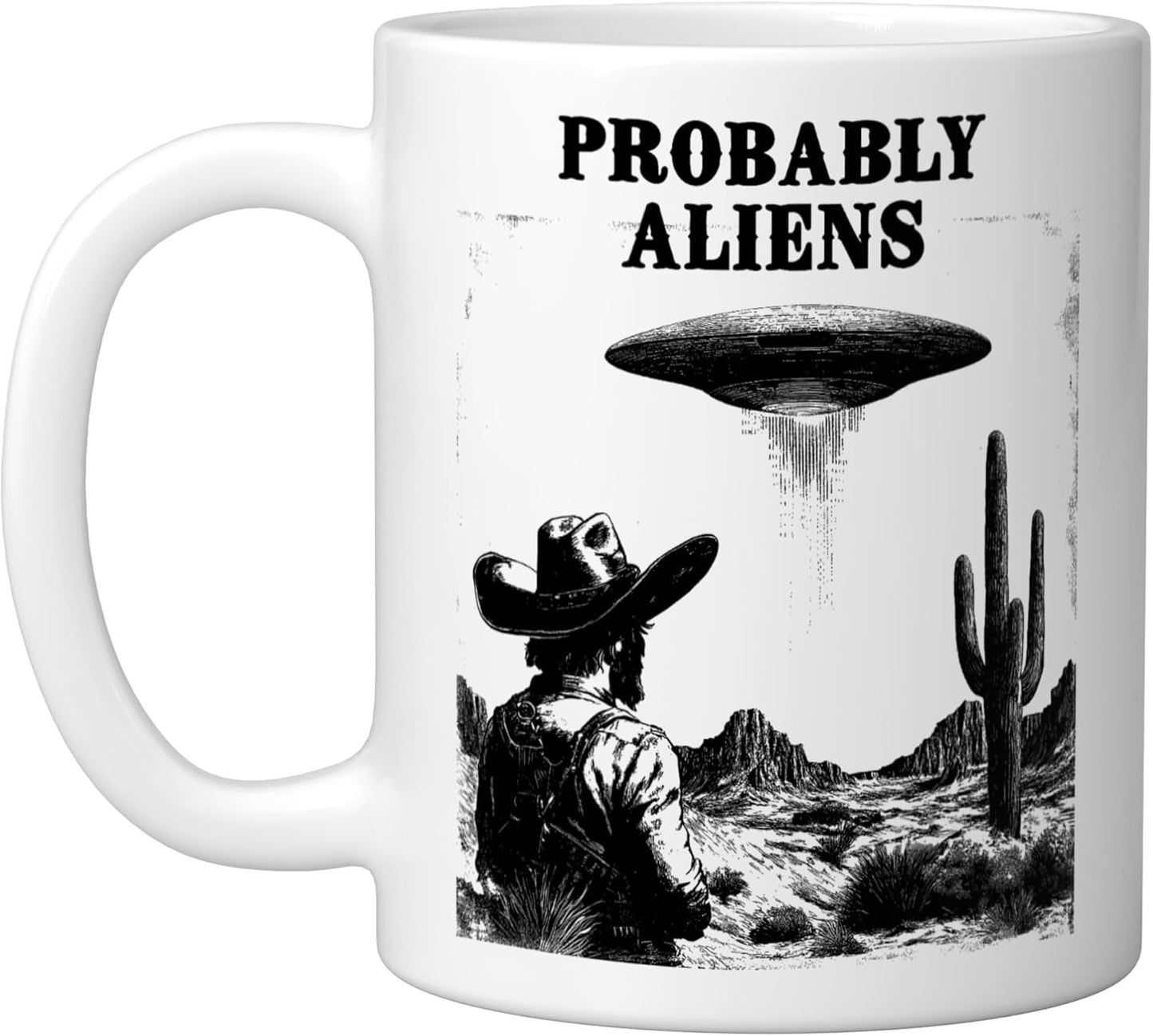Taza Cerámica Diseño UFO Desierto Blanco