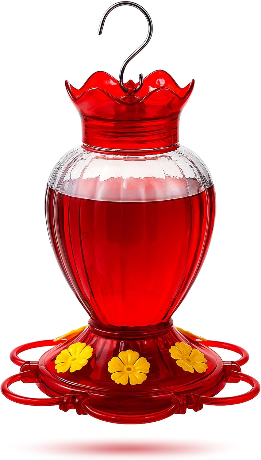 Comedero colibríes vidrio 20oz con protec. hormigas