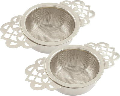 2 Pzas Colador Té Acero Inox Malla Fina Plateado