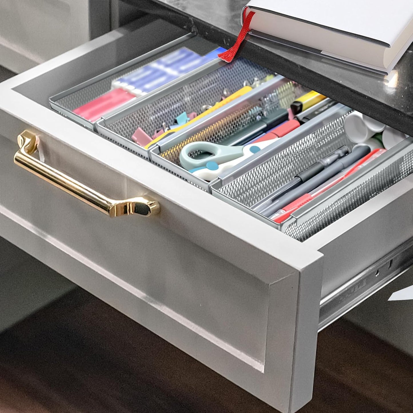 Organiz. cajones malla 12x3x2" gris
