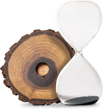 Reloj arena magnético base madera nogal 4x6.5 pulg