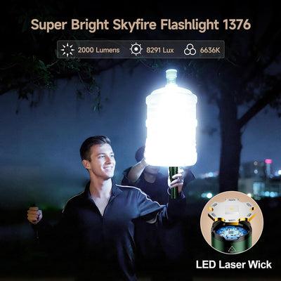 Linterna LED recargable 2000lm 5 modos IPX6 camping táctica