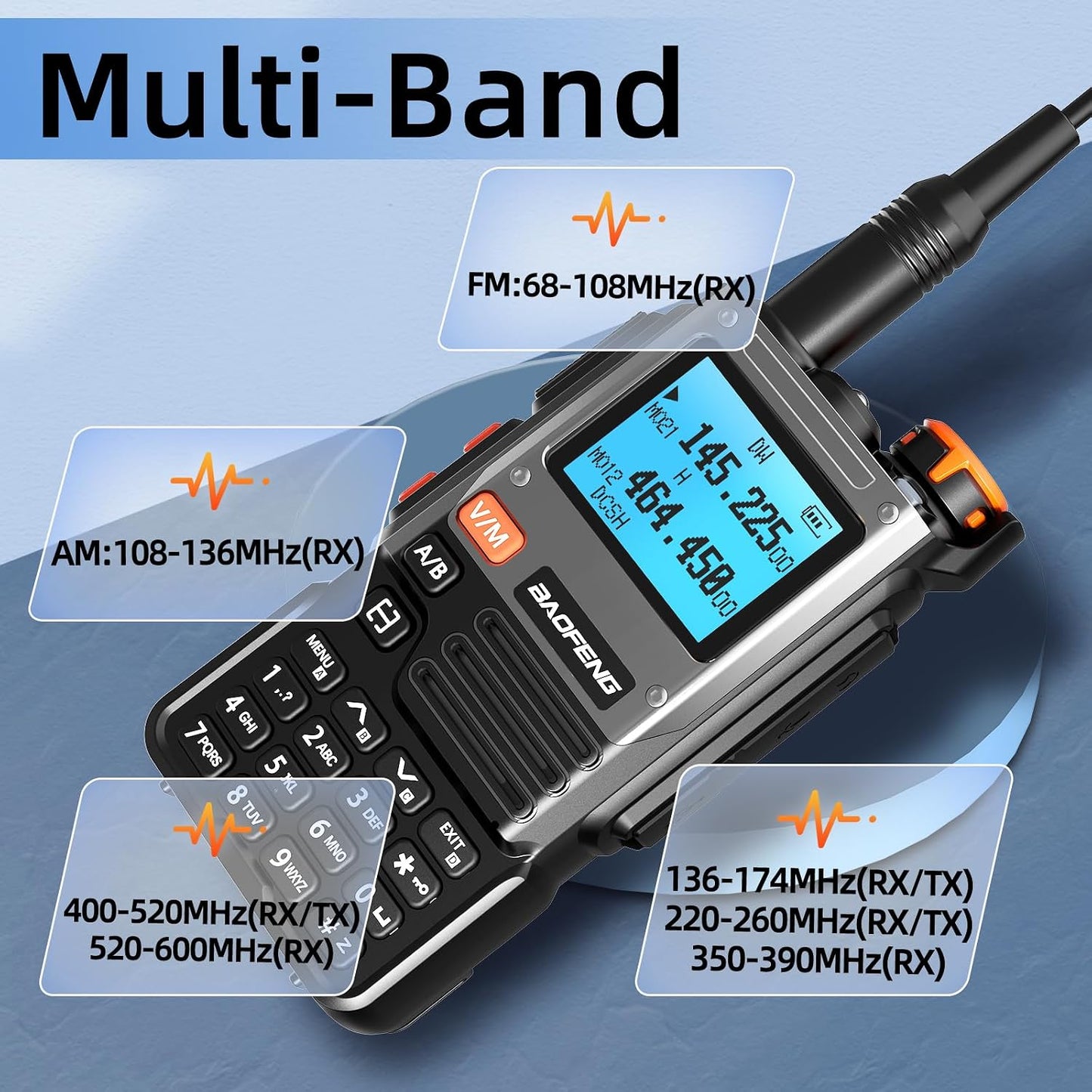 Radio bidireccional recargable con antena alta ganancia 2600mah