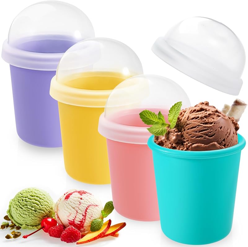 Recipientes silicona helado 6oz set 4 reutilizables sin BPA